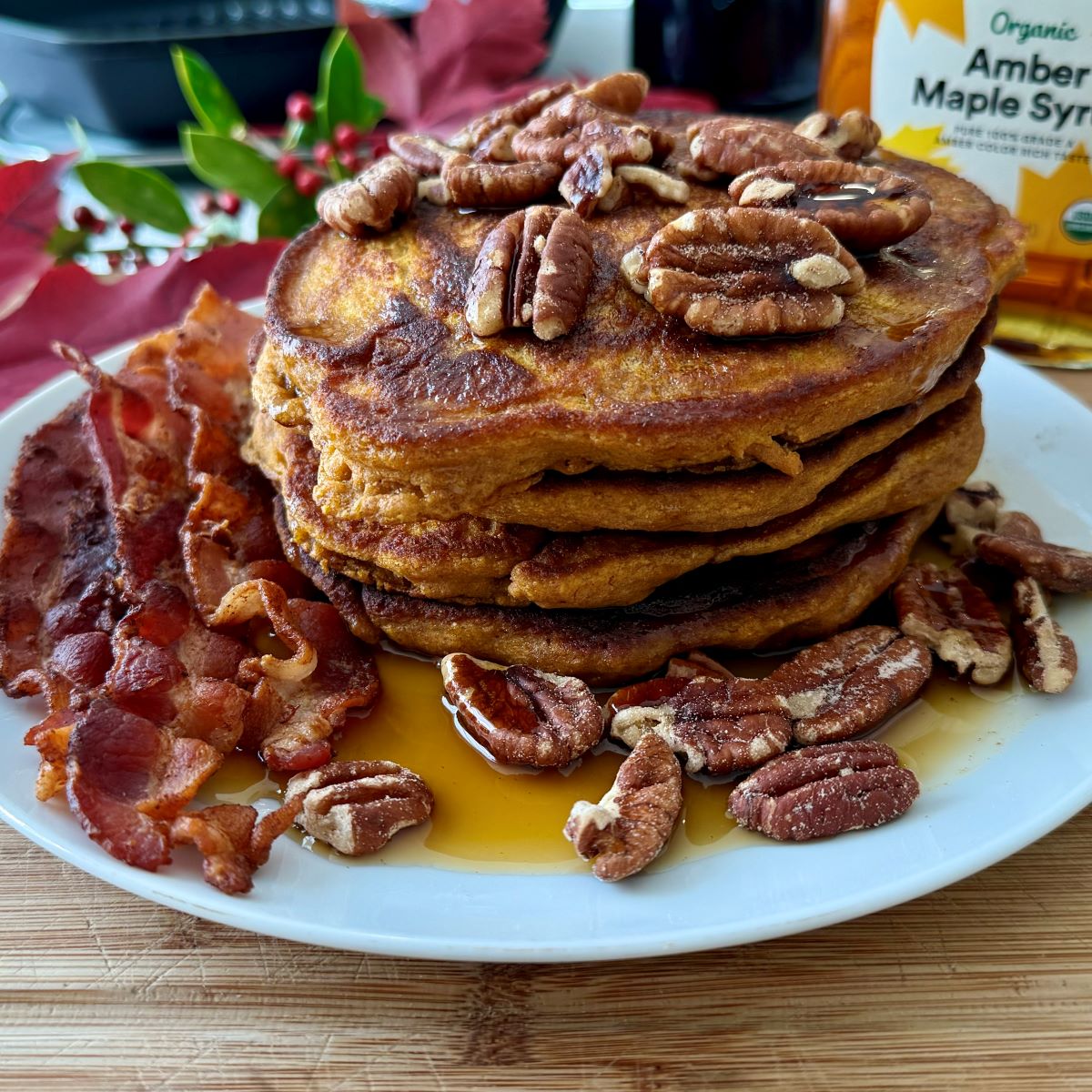 Pumpkin Pancakes with Pecans