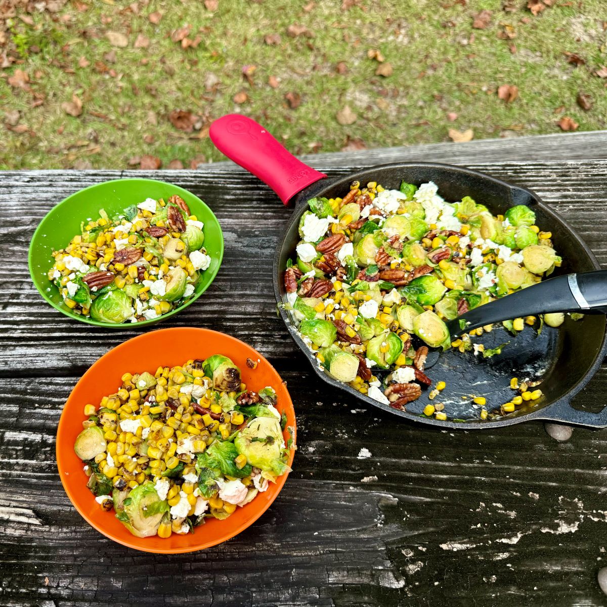 Roasted Corn and Brussels Sprouts